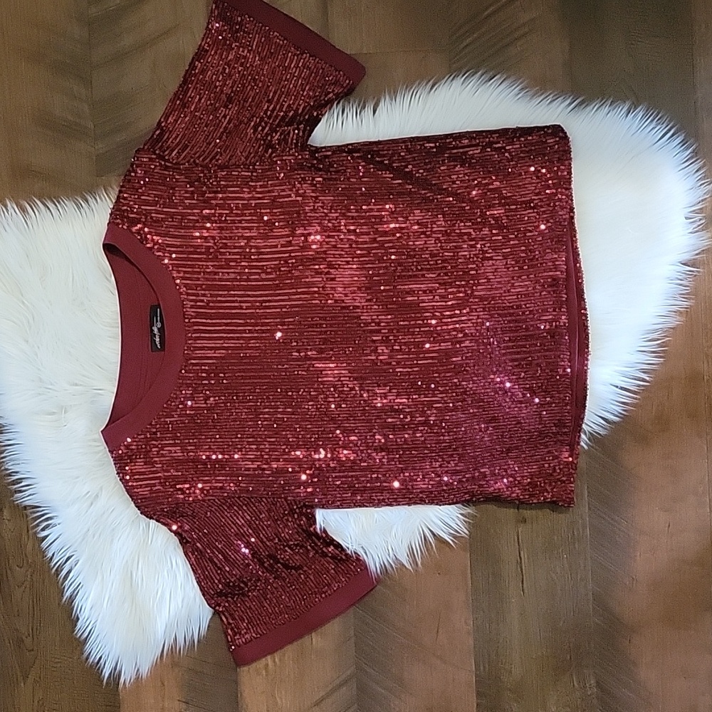 Vici Burgundy Sequin Top